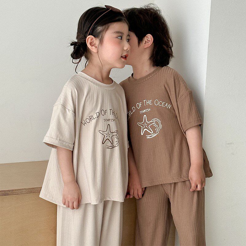 2025新款宝宝短袖长裤家居服套装儿童睡衣夏季薄款棉绸a类男女童