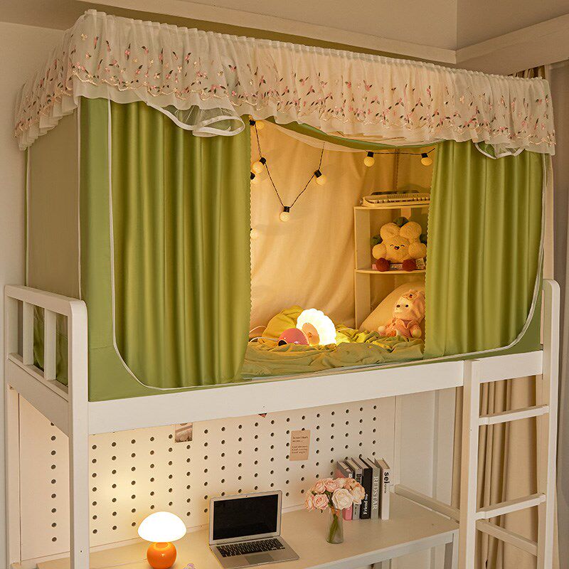 90x190蚊帐学生宿舍上下铺通用床帘窗帘一体式上铺遮光专用免安装