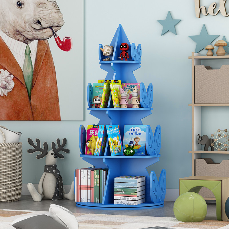 树形旋转书架简约展示架公司创意摆件客厅落地置物架学生收纳架