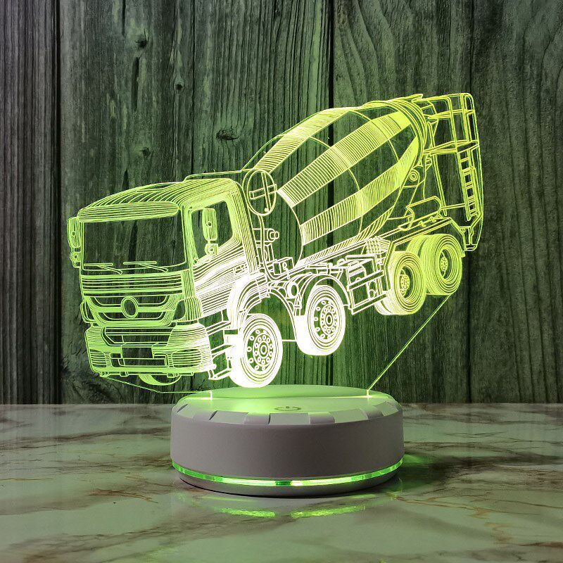 创意搅拌车3d小夜灯七彩卧室氛围灯插电触控床头灯儿童房装饰台灯