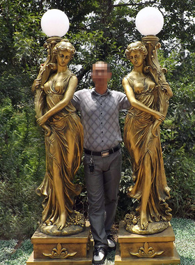 欧式落地人物玻璃钢石膏像雕塑婚礼门厅花园发光天使女神装饰摆件