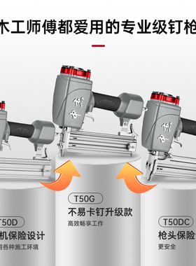中杰T50G气钉枪气动不卡钉直钉枪F30钢钉枪装修木工排钉专用枪
