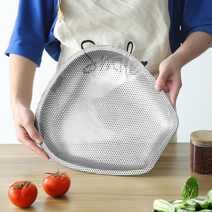 不锈钢筲箕无磁簸箕沥水洗菜盆厨房淘米筛密孔漏盆晾晒箩筐盛菜篮