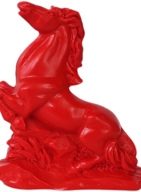 红朱砂桌面小摆件生肖马12属相复古电脑桌书桌小装饰品中式摆设