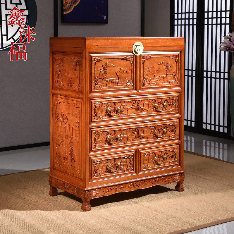 实木香樟木五斗柜子卧室中式储物柜复古五斗橱收纳抽屉柜六斗衣柜