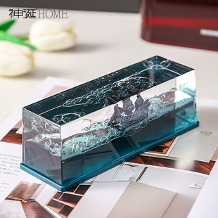 黑珍珠号流体游轮游体漂流瓶永不翻船的摆件汽车车载桌面装饰品船