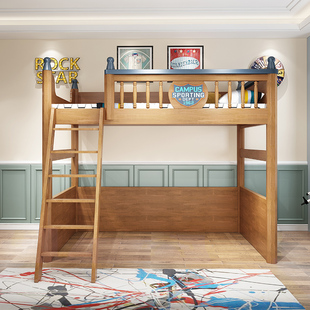 上层下空高低床子母床儿童错位型上下床双层床成年实木高架床