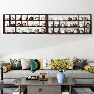 格子架多宝阁实木格架墙上置物架茶具茶杯器皿展示架子收纳置物架