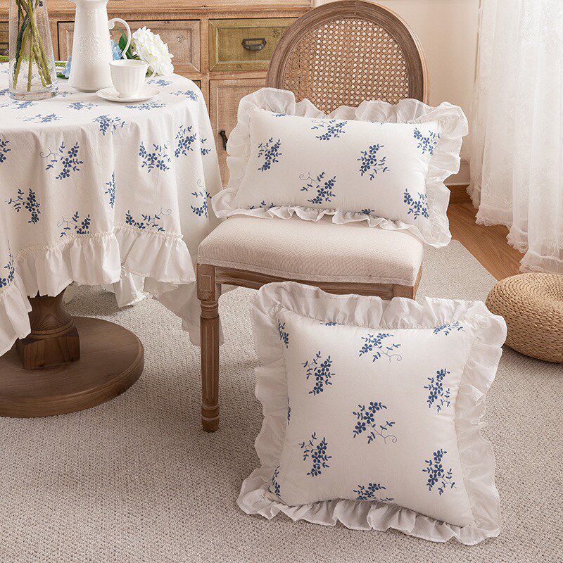 浮花抱枕法式田园复古小清新靠枕绣花靠垫客厅沙发腰枕床头软包靠