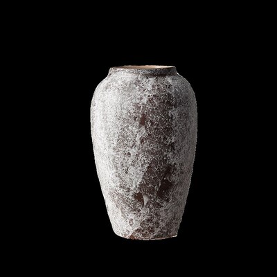 斑驳粗陶瓶复古新中式侘寂风陶罐装饰品摆件玄关客厅高级插花神器