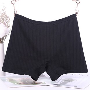 四角短裤 女士纯黑色内裤 胖mm加肥加大打底安全裤 女款 头 纯棉平角裤