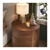 意利达 极简椭圆形置物床头柜简约收纳柜客厅卧室双层储物柜 意式