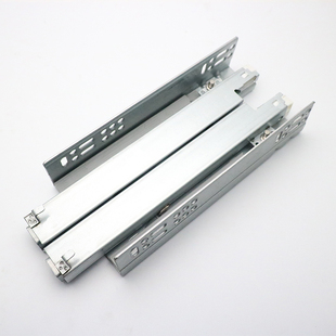 二节三节隐藏式反弹导轨全拉出托底按弹滑轨免拉手自弹轨道8寸200
