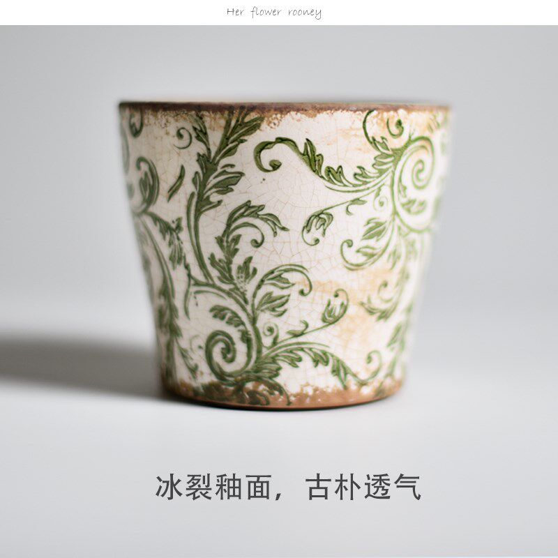 复古陶瓷花盆家用客厅阳台户外庭院欧式美式创意田园风柠檬树陶盆
