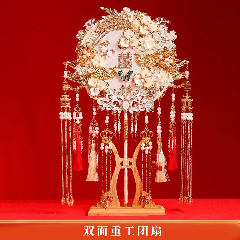 双面重工团扇新娘结婚diy材料包中式新娘秀禾婚扇成品奢华感喜扇,家居饰品,工艺扇/团扇/喜扇/折扇,淘宝优惠券,粉丝福利购,淘宝优惠卷