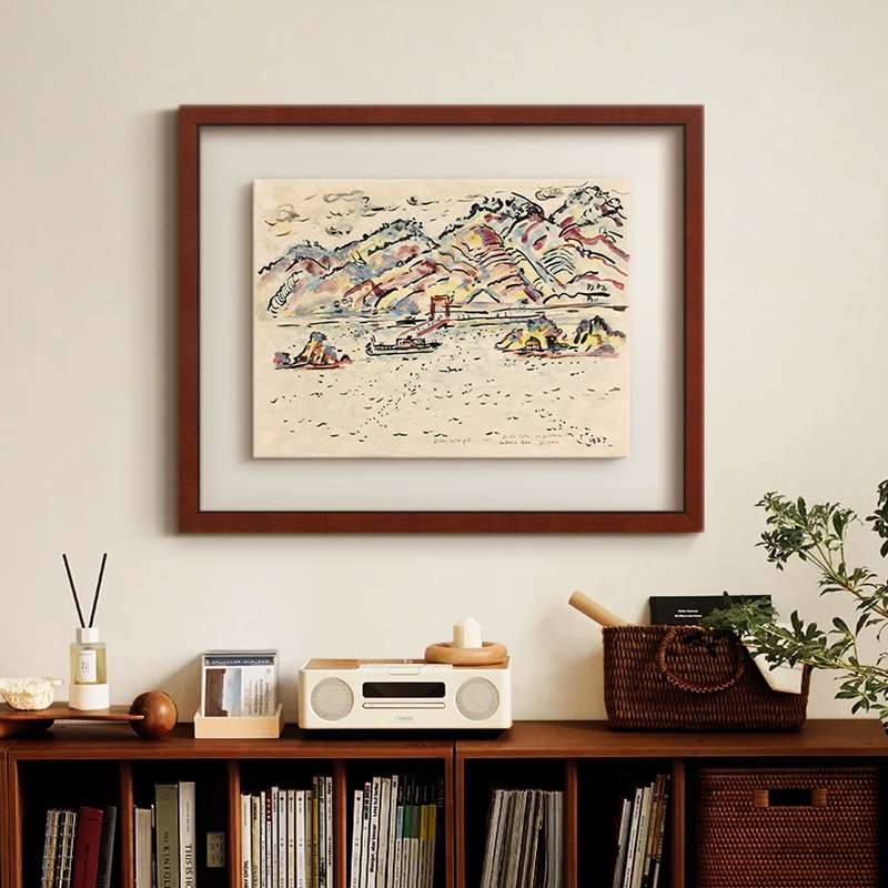 《水彩景韵》水彩风景法式复古客厅装饰画中古风立体装裱玄关挂画