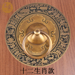 大门铜门环中式装饰大门铜把手纯铜圆形门环拉手复古实木门门把手