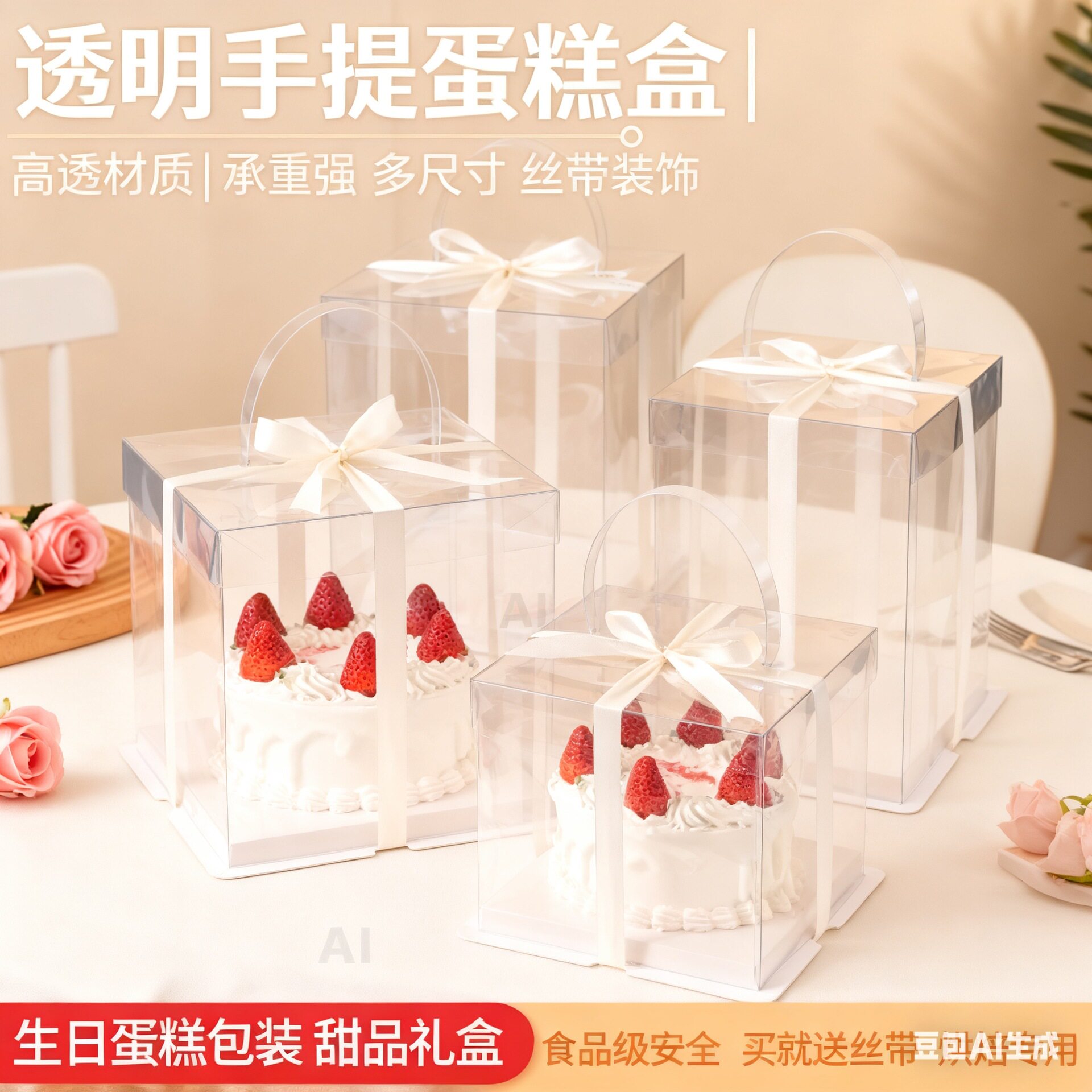 新款透明蛋糕包装盒4寸6寸8寸10寸生日烘焙蛋糕打包盒塑料盒子