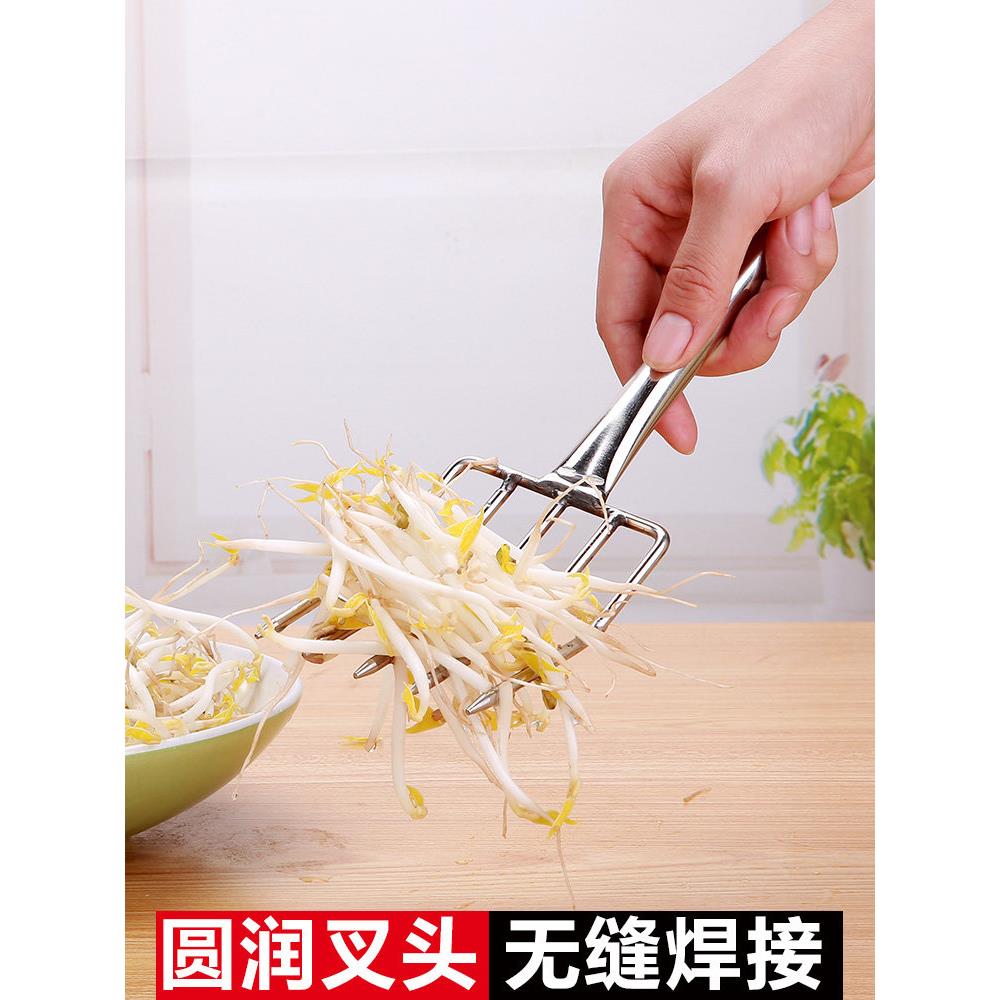 不锈钢叉子卖豆芽五齿米饭叉厨房食堂饭店米线叉工具叉/勺/筷套装