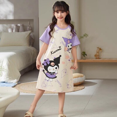 夏季纯棉女童公主风睡裙家居裙