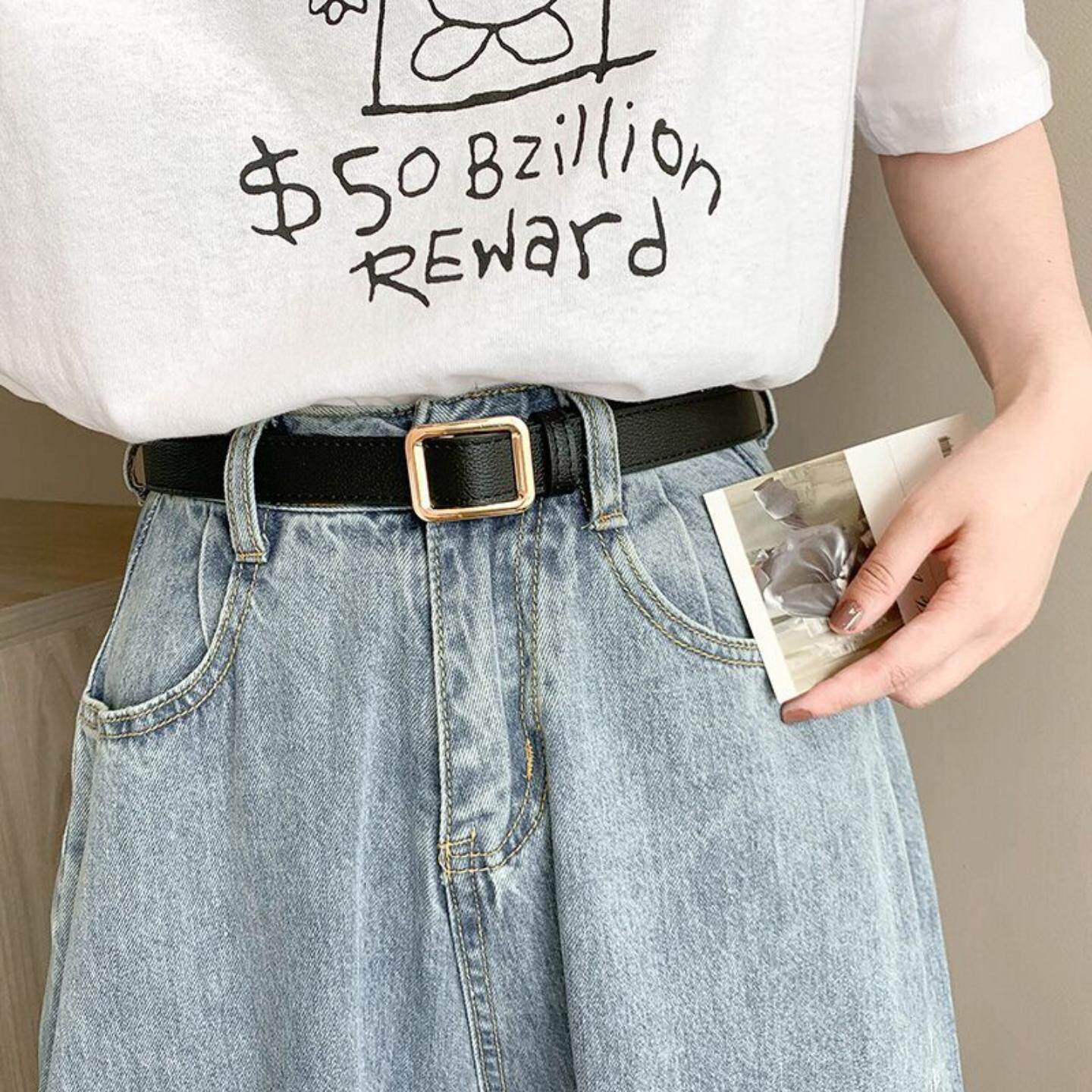 孔皮带女款实用装饰牛仔裤黑色细时尚复古学生风腰带女士潮