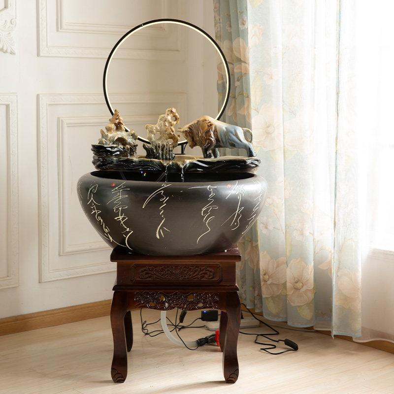 景德镇流水摆件开业礼品电视柜办公室鱼缸新中式陶瓷禅意客厅软装,家居饰品,流水摆件,淘宝优惠券,粉丝福利购,淘宝优惠卷