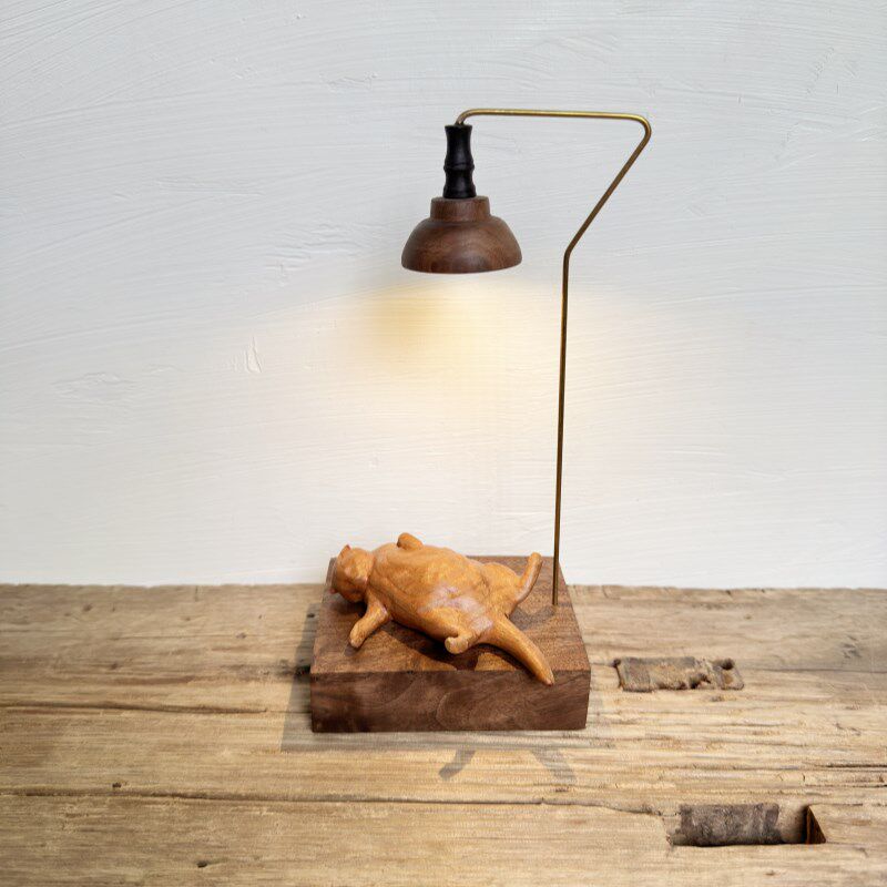 木雕小猫咪木质小夜灯家居店内装饰品桌面创意礼品奶油原木风摆件,家居饰品,装饰摆件,淘宝优惠券,粉丝福利购,淘宝优惠卷