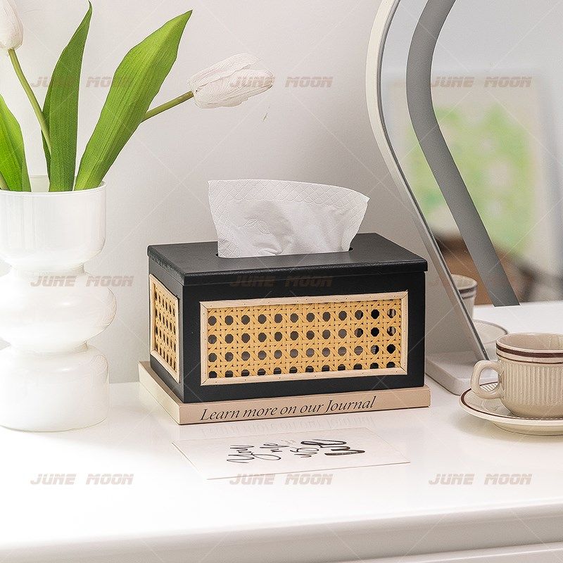 日式木质纸巾盒高颜值简约藤编织抽纸盒家居卧室客厅茶几餐巾纸盒,家居饰品,装饰纸巾盒,淘宝优惠券,粉丝福利购,淘宝优惠卷