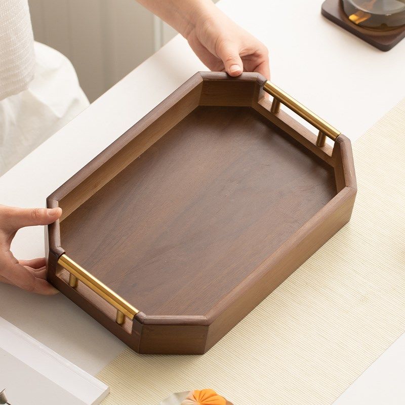 中式覆古竹木胡桃色收纳托 托盘轻奢竹制干泡茶客厅果盘商用高档,餐饮具,盘,淘宝优惠券,粉丝福利购,淘宝优惠卷