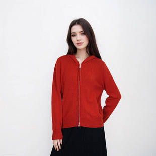 【大潘专享】100绵羊毛连帽开衫休闲针织拉链开衫BN890