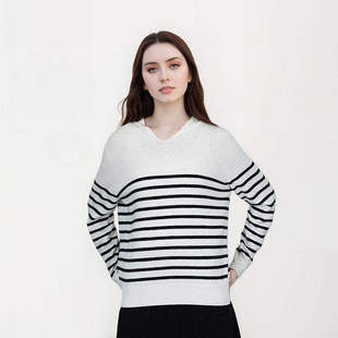 《小雀斑专属》女士条纹款美丽诺全羊毛针织羊毛衫BN607