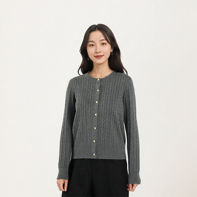 【大潘专享】秋季新款圆领女士针织开衫1N1312