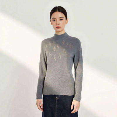 【天天yoko&LABULL】秋冬女士100绵羊毛半高领羊毛衫HN725-Z1