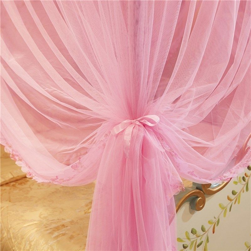 宫廷式落地蚊帐家用2024新款高档免安装卧室三开门加厚密加粗支架