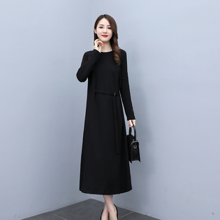 秋季长袖连衣裙女长款新款高端大码胖子显瘦时尚秋冬百搭打底长裙