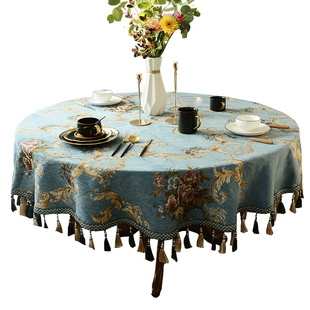 欧式大圆桌桌布布艺圆形家用美式茶几布餐桌布高端奢华台布高级感