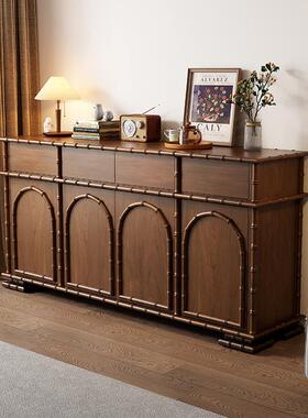 法国中世纪入口柜实木覆古餐具柜抽屉柜客厅墙壁存储侧柜Wabi-Sab