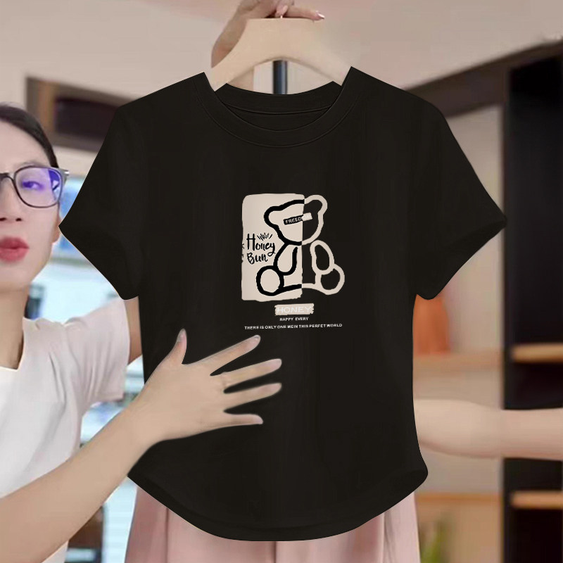 夏季正肩纯棉短袖t恤女装2026新款爆款设计感小众短款不规则上衣