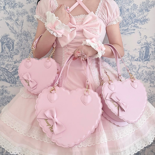 【六团现货】绵羊泡芙爱心包漆皮哑光大中小号lolita手提斜挎包女