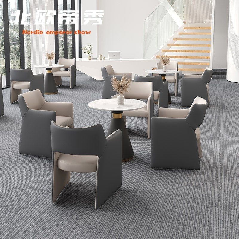 轻奢现代售楼处售楼部谈判一桌4椅小圆桌洽谈桌接待洽谈桌椅组合,住宅家具,岩板餐桌,淘宝优惠券,粉丝福利购,淘宝优惠卷