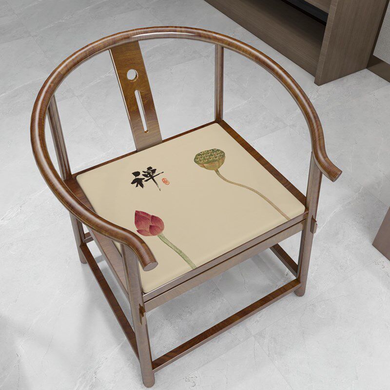 实木中式禅意荷花太师椅四季传统坐垫沙发垫防滑餐桌垫子圈椅椅子