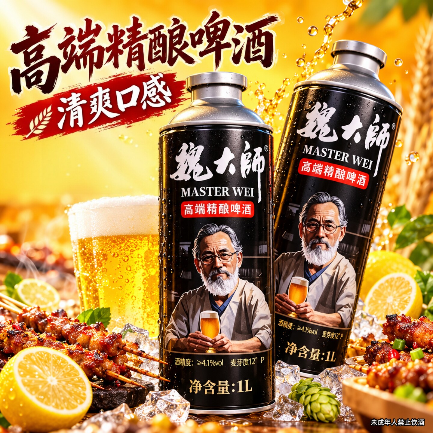高端精酿啤酒1L/罐装网红高颜值罐装酒水夜宵烧烤火锅常备