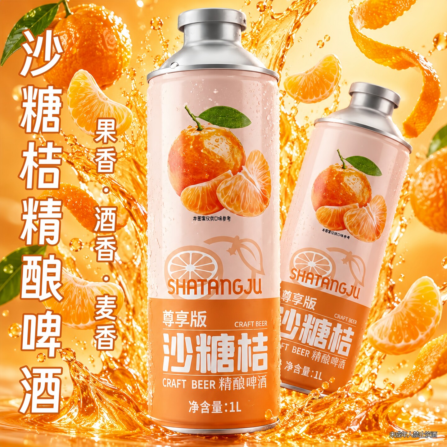 沙糖桔精酿啤酒1L/罐装聚会常备高颜值罐装果味啤酒家商囤货