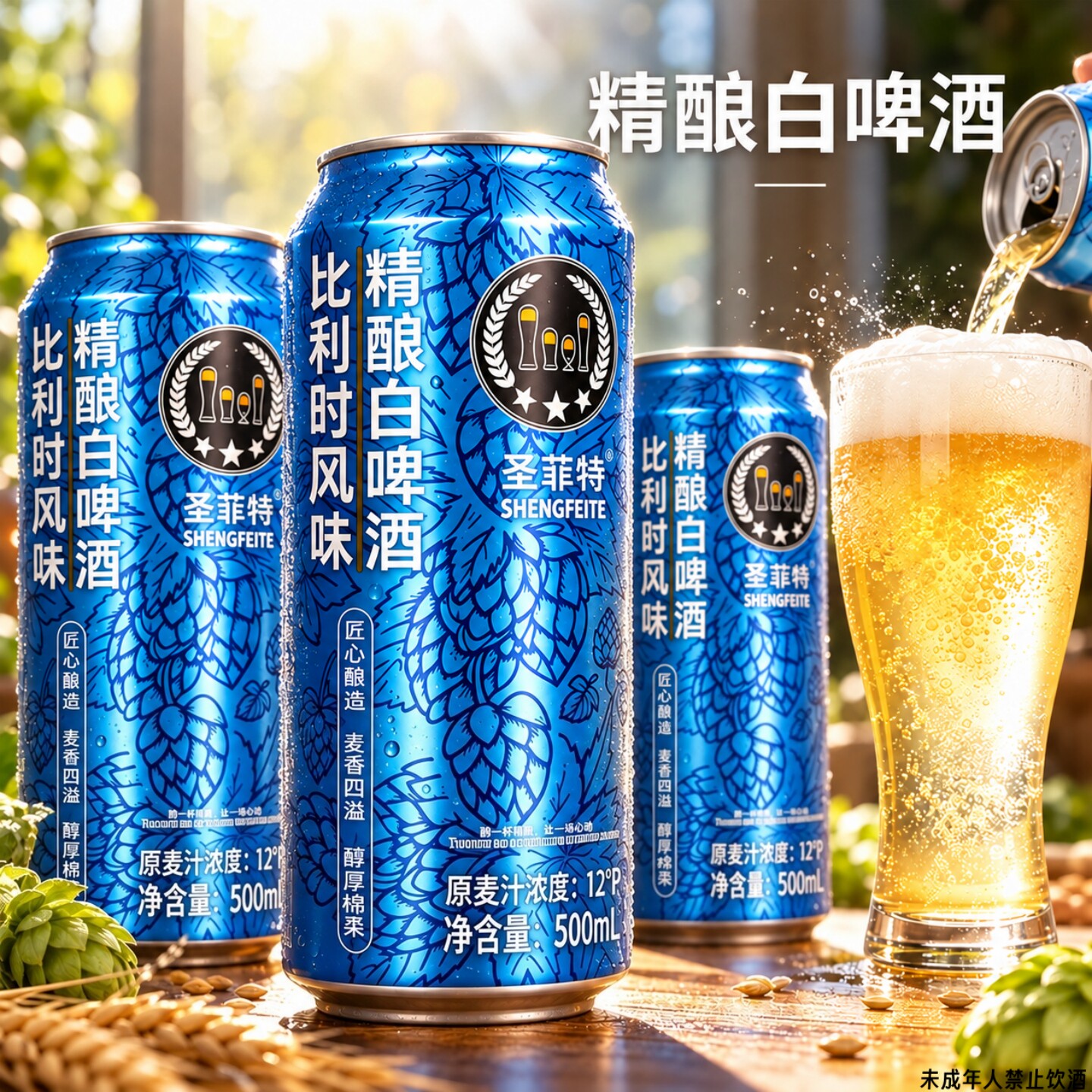比利时风味精酿白啤酒 500mL*12罐商用家用商场门店常备整箱批发