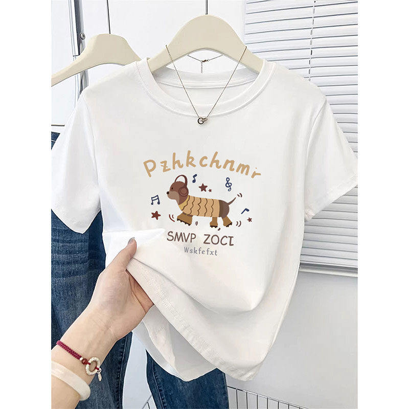 纯棉正肩短袖t恤女春夏2026新款设计感小众减龄显瘦短款内搭上衣