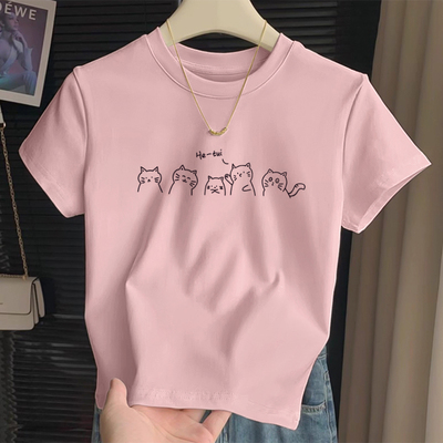 甜辣风正肩短袖t恤女短款上衣