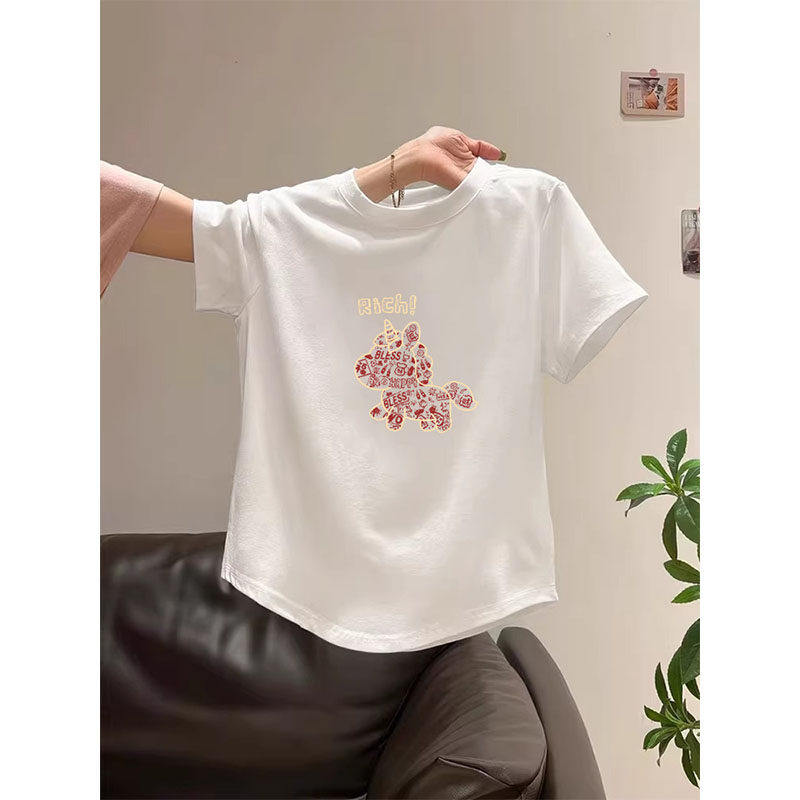 纯欲风白色不规则下摆短袖t恤女夏季新款韩系减龄小个子短款上衣