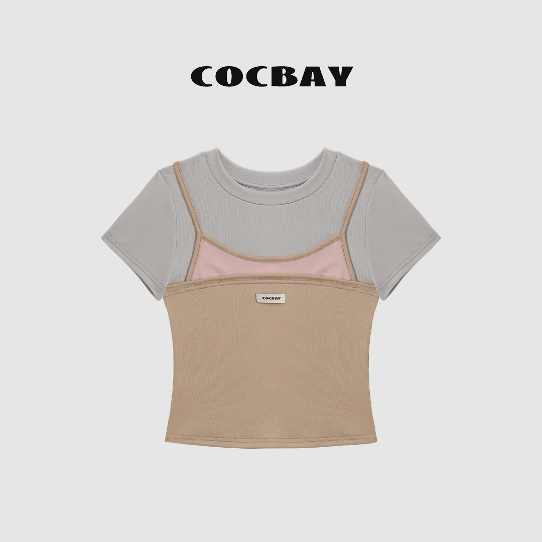 COCBAY-Urban Drift｜都市漫游-假两件撞色抹胸吊带T恤