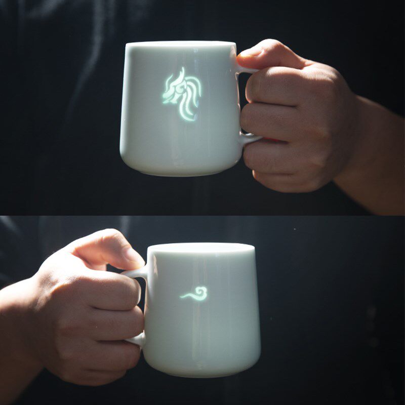 景德镇生肖杯子玲珑瓷陶瓷水杯带盖马克杯情侣创意咖啡杯礼物茶杯