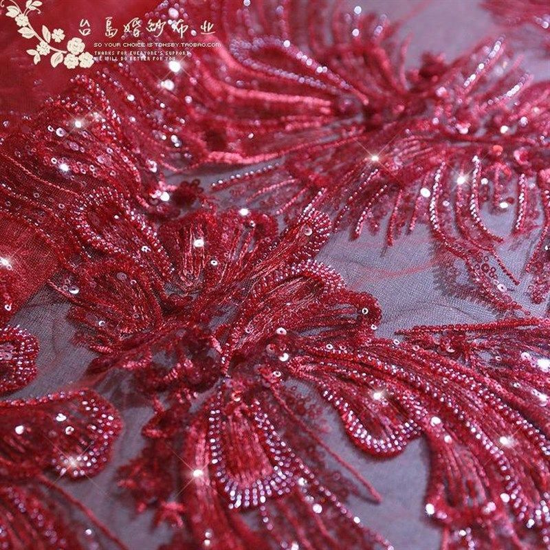 立体花朵蝴蝶翅膀c57钉珠亮片红色蕾丝礼服婚纱面料任意贴片辅料,居家布艺,花边/蕾丝,淘宝优惠券,粉丝福利购,淘宝优惠卷